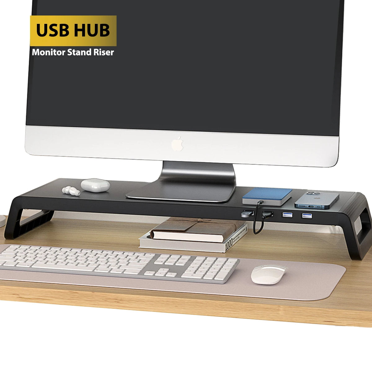 Monitorständer mit USB 3.0-Hub und Tastaturablage